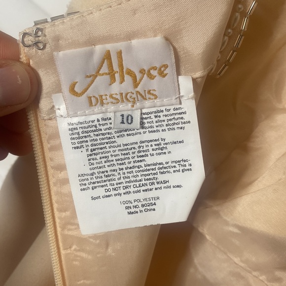 Alvee Designs | Light Peach Beaded Evening Gown | Size 10 - Picture 7 of 8